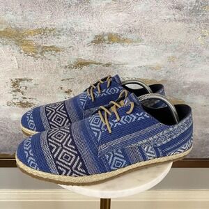 Patara Shoes Mens Size 10 Blue Woven Geometric Lace Up Espadrille Casual Travel
